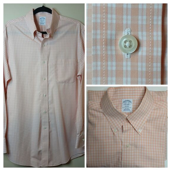 Brooks Brothers Mens Shirt Sz 15.5-33 Regent No Iron Button Down Checked $109 - Picture 1 of 14
